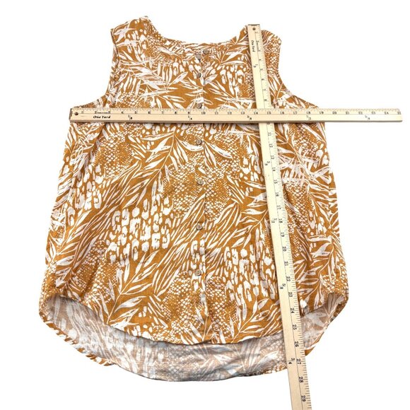 Christian Siriano Women's Sleeveless Printed Linen Top sz Medium Mustard Gold - Picture 3 of 5
